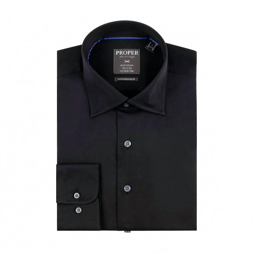 NEW PROPER SPORT men's wrinkle free dress shirt in black